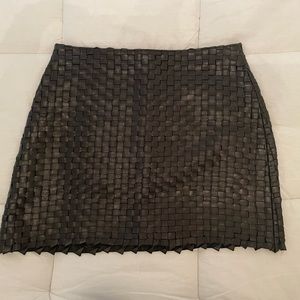 Friend of Mine woven leather skirt